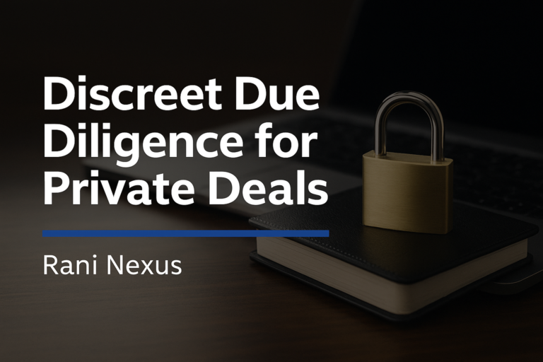 Discreet due diligence for private deals with padlock and notebook on desk – Rani Nexus
