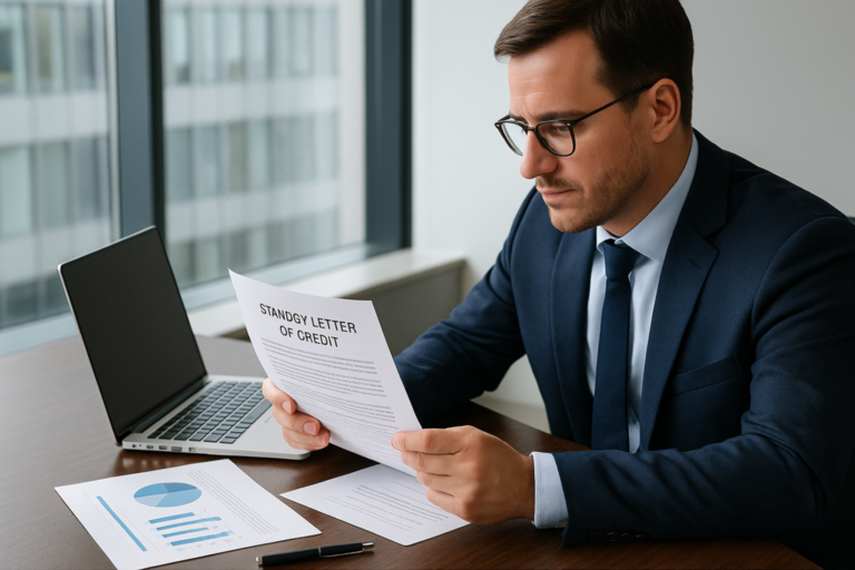 Investor reviewing SBLC documents during due diligence meeting at Rani Nexus